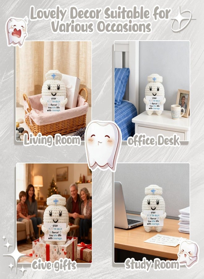 AICHPVOY Encouragement Handmade Crochet Tooth Doll with Inspirational Message Best for Friend Gifts for Women Men Unique Inspirational Gifts Emotional Support Crochet Christmas Birthday Gift - Image 4